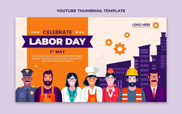 Flat labor day youtube thumbnail