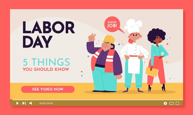 Flat labor day youtube thumbnail