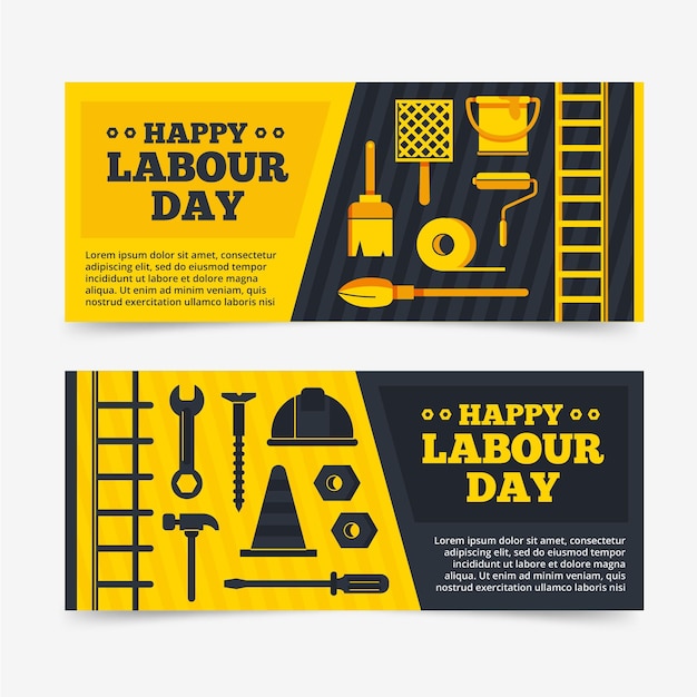 Free Vector flat labour day banners set