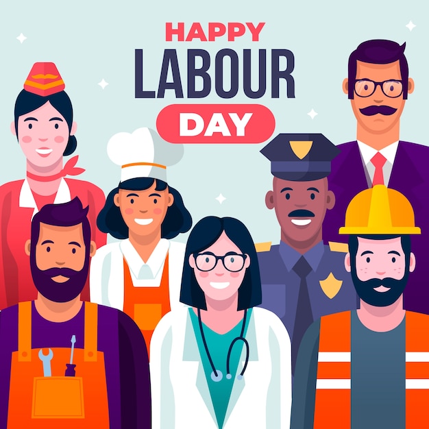 Flat labour day concept