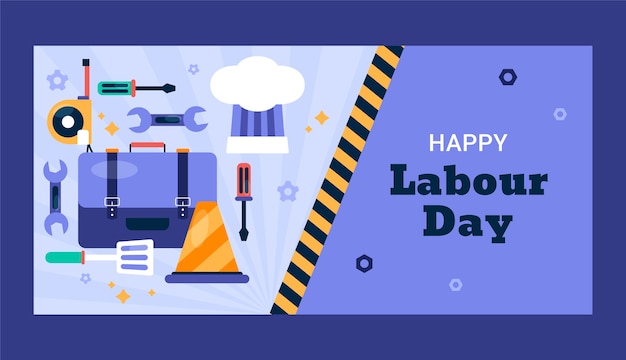 Free Vector flat labour day horizontal banner template