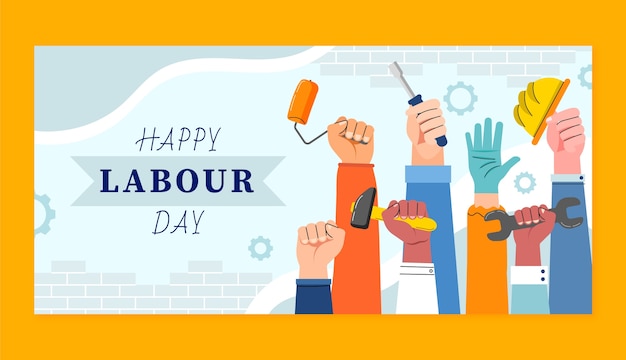 Flat labour day horizontal banner template