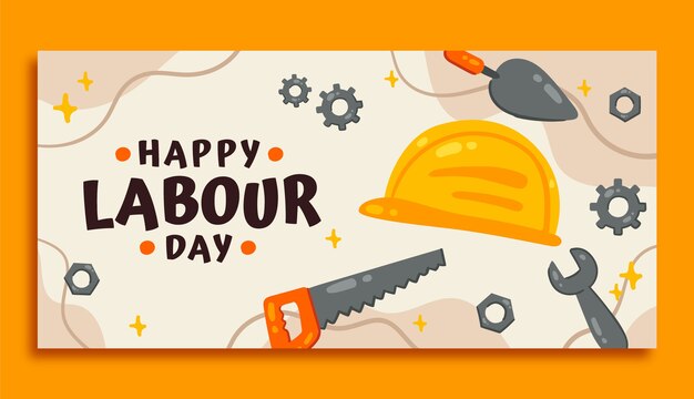 Flat labour day horizontal banner template