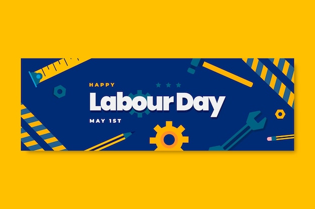 Flat labour day horizontal banner template