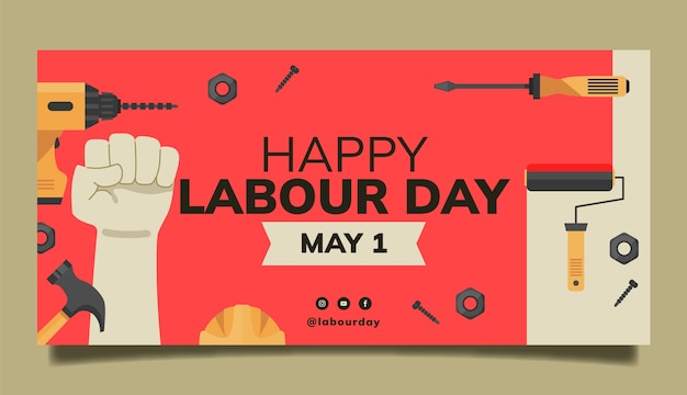 Free Vector flat labour day horizontal banner template