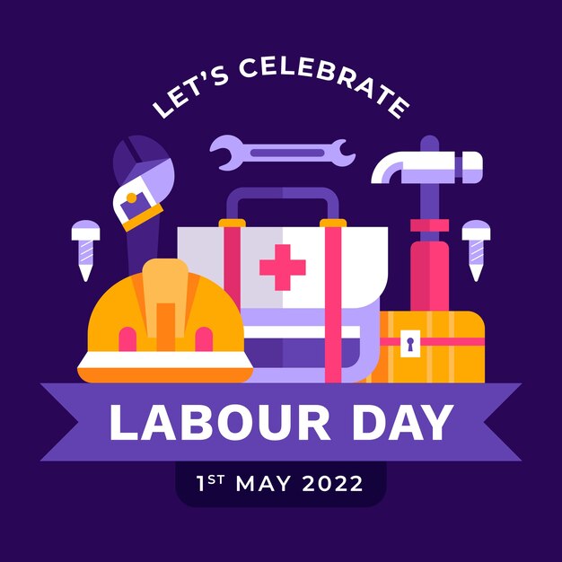 Flat labour day illustration