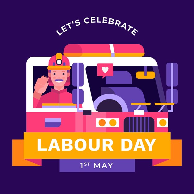 Flat labour day illustration