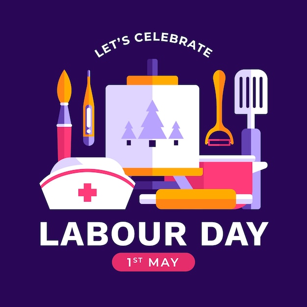 Flat labour day illustration