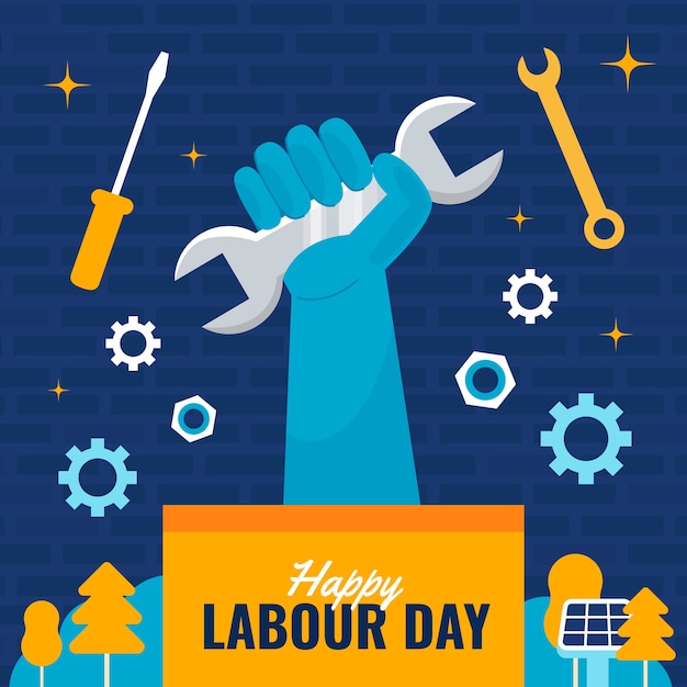 Flat labour day illustration