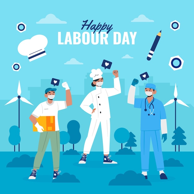 Flat labour day illustration