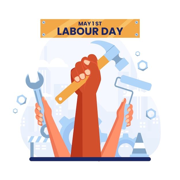 Free vector flat labour day illustration