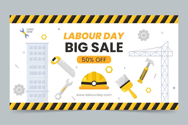 Flat labour day landing page template