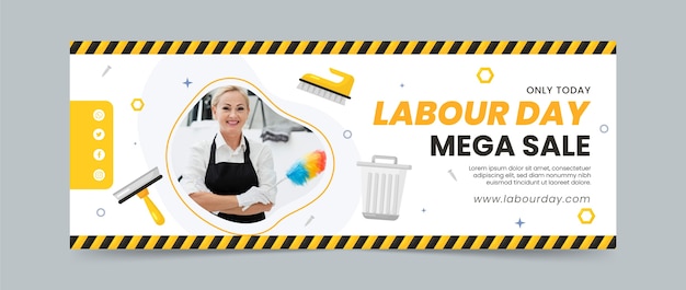 Free Vector flat labour day twitch banner