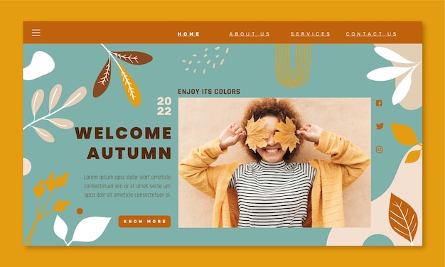 Free Vector flat landing page template for autumn celebration