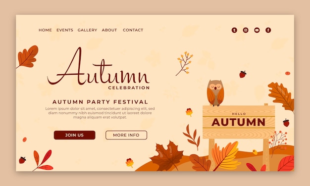 Flat landing page template for autumn celebration