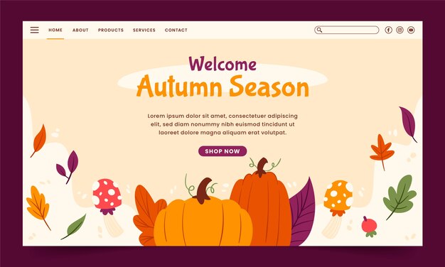 Flat landing page template for autumn celebration