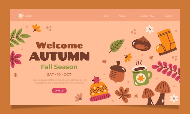 Flat landing page template for autumn celebration