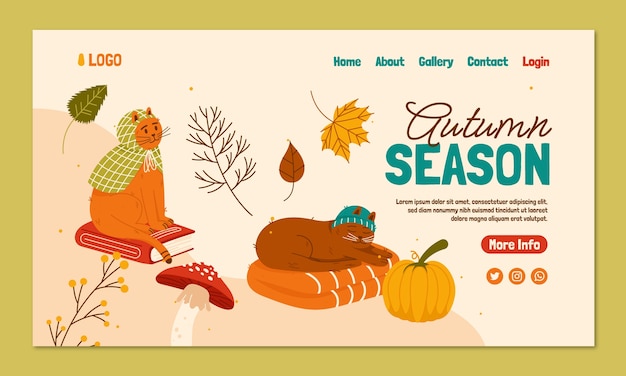 Flat landing page template for autumn celebration