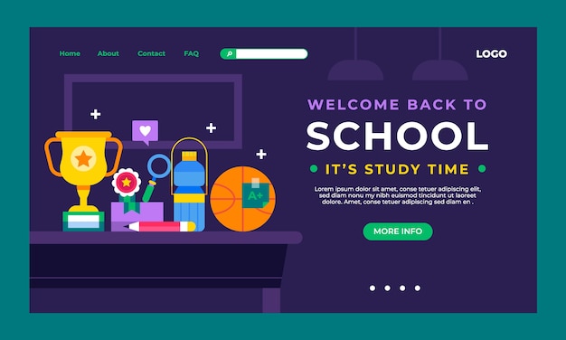 Free Vector flat landing page template for back to school season