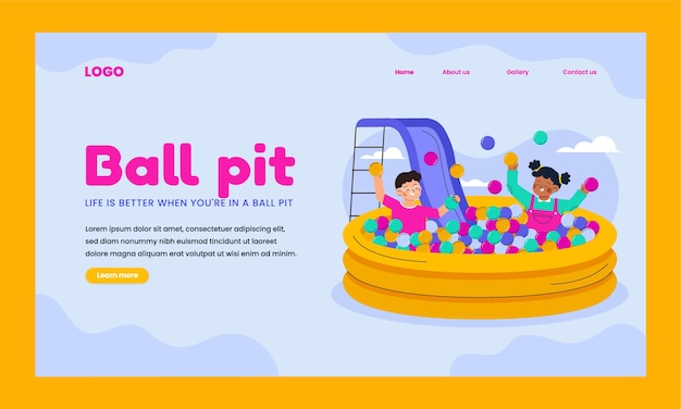 Free Vector flat landing page template for children ball pit play