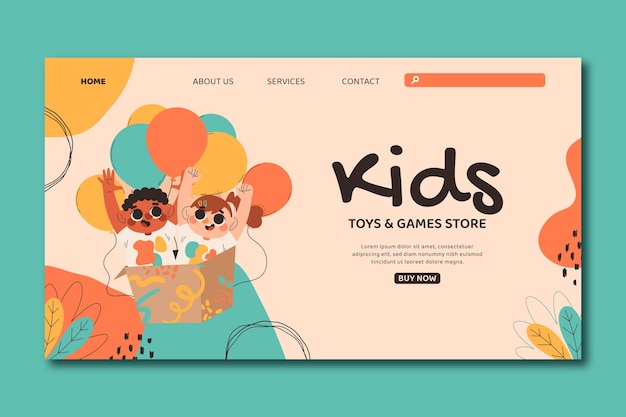 Flat landing page template for children