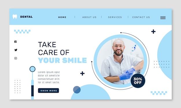 Flat landing page template for dental clinic business