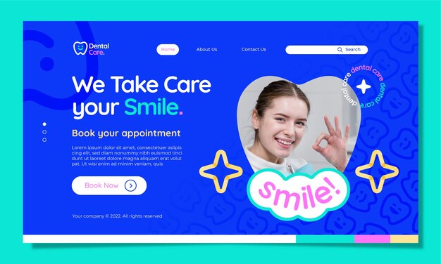 Flat landing page template for dental clinic business