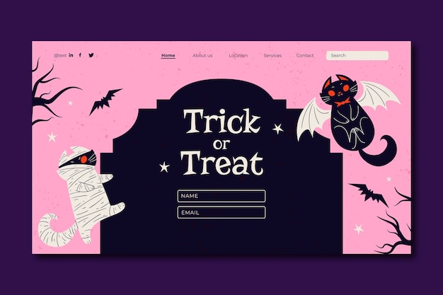 Flat landing page template for halloween season