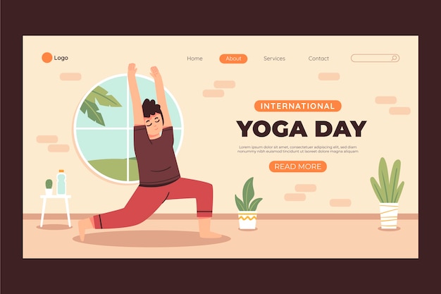 Free Vector flat landing page template for international yoga day celebration