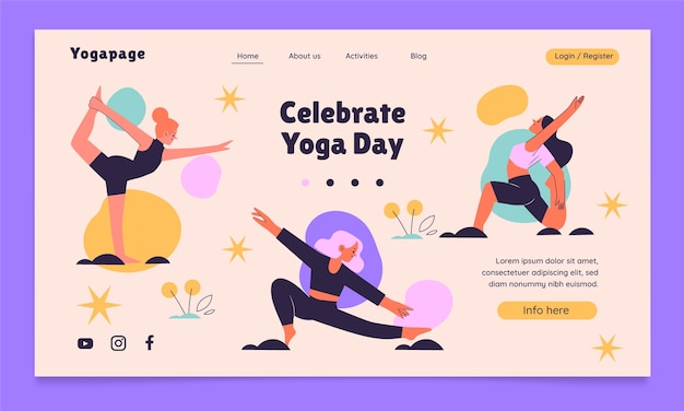 Free Vector flat landing page template for international yoga day celebration