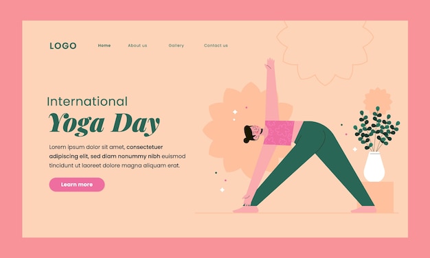 Free Vector flat landing page template for international yoga day celebration