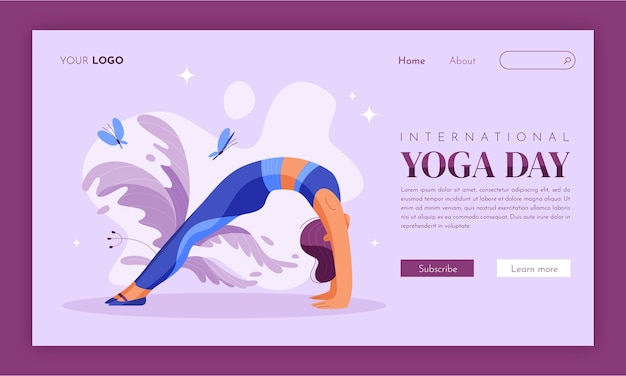 Free Vector flat landing page template for international yoga day celebration