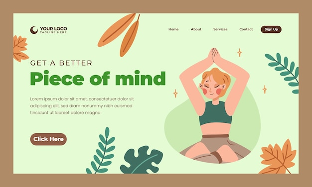 Free Vector flat landing page template for international yoga day celebration