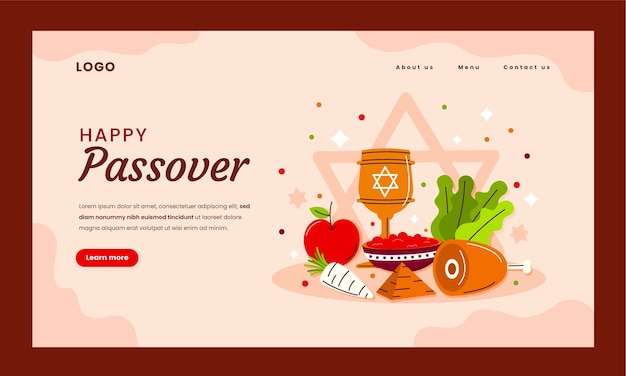 Free Vector flat landing page template for jewish passover celebration