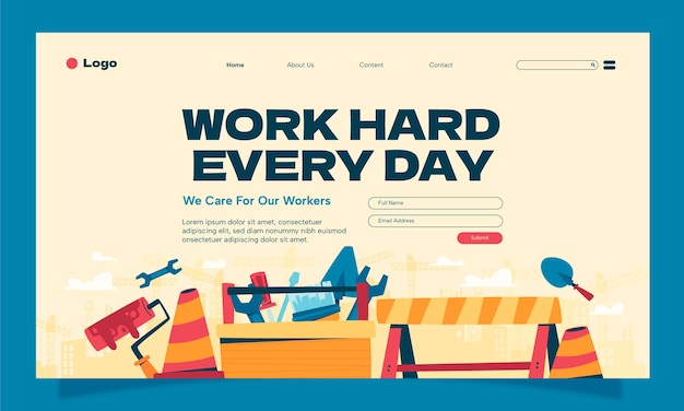 Free Vector flat landing page template for may 1st labour day