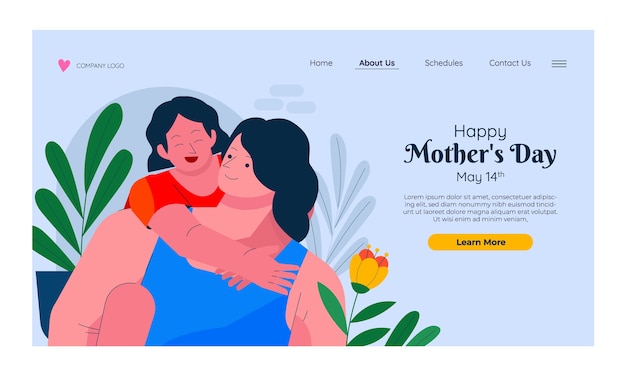 Free Vector flat landing page template for mother's day celebration