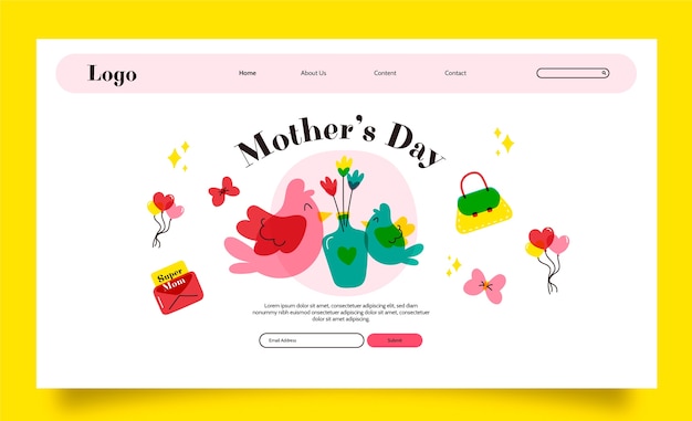 Free Vector flat landing page template for mother's day celebration