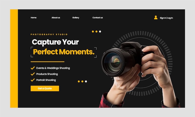 Free Vector flat landing page template for photographer career