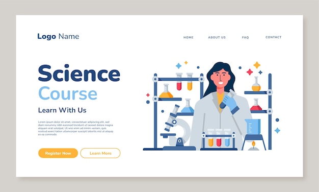 Flat landing page template for science research