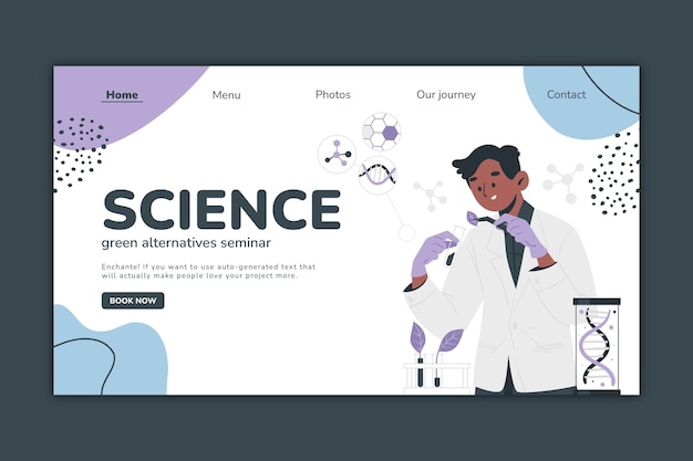 Flat landing page template for science research