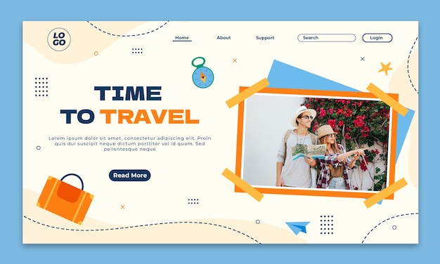 Flat landing page template for travel adventure