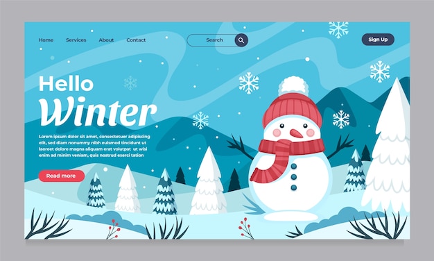 Flat landing page template for winter season celebration