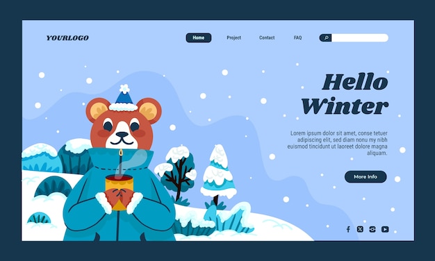 Free Vector flat landing page template for winter season celebration