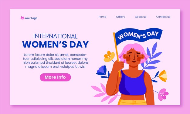 Free Vector flat landing page template for women's day celebration