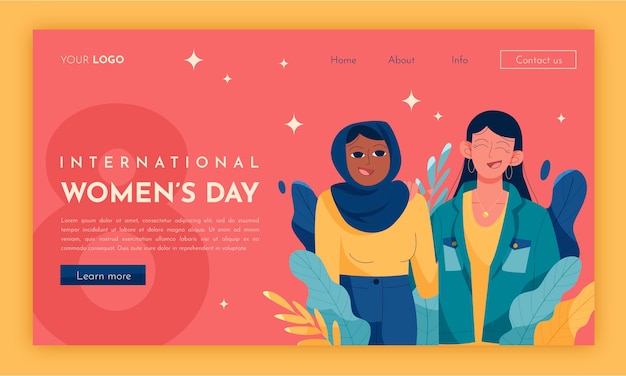 Free Vector flat landing page template for women's day celebration