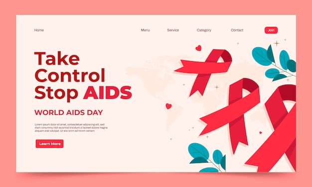 Free Vector flat landing page template for world aids day awareness with ribbons