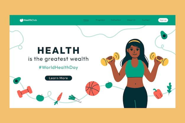 Free Vector flat landing page template for world health day celebration