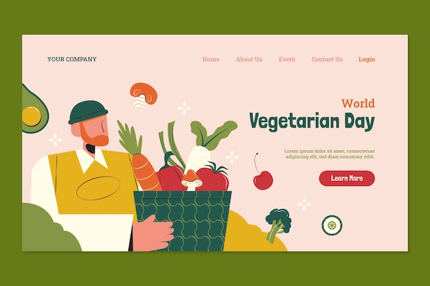 Free Vector flat landing page template for world vegetarian day