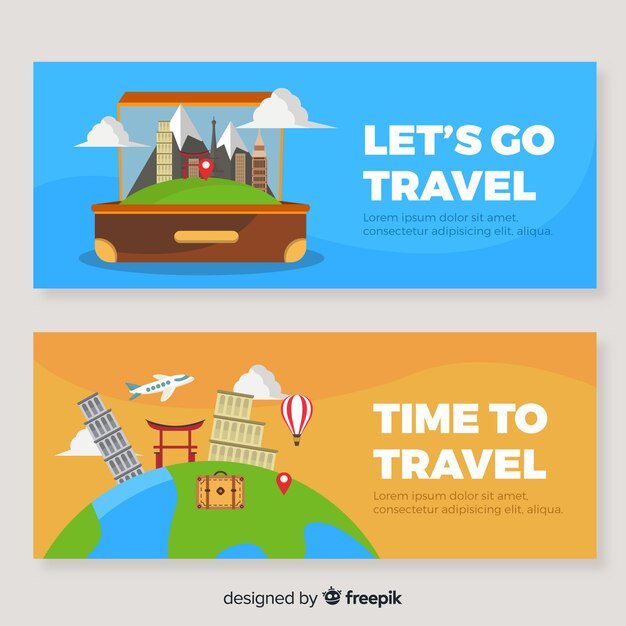 Flat landscape travel banner