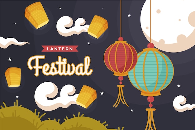 Free Vector flat lantern festival background